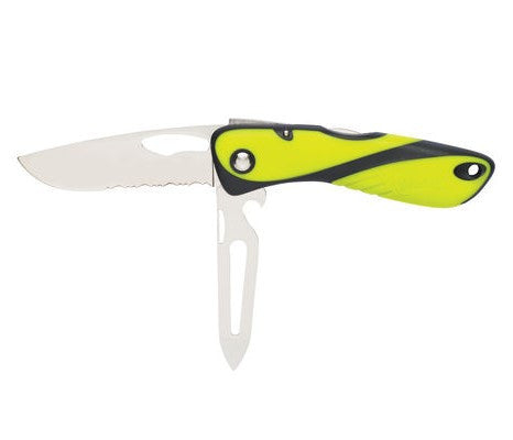 Fluro Offshore knife Serrated blade - Shackler/Spike