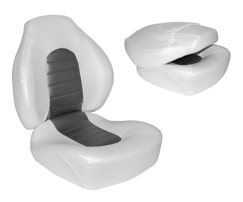 Fish Pro Medium Fold Down Seats - White/Dark Grey