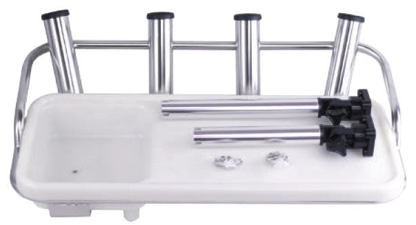 Stainless Steel Bait Board With Rod Holders & Sink